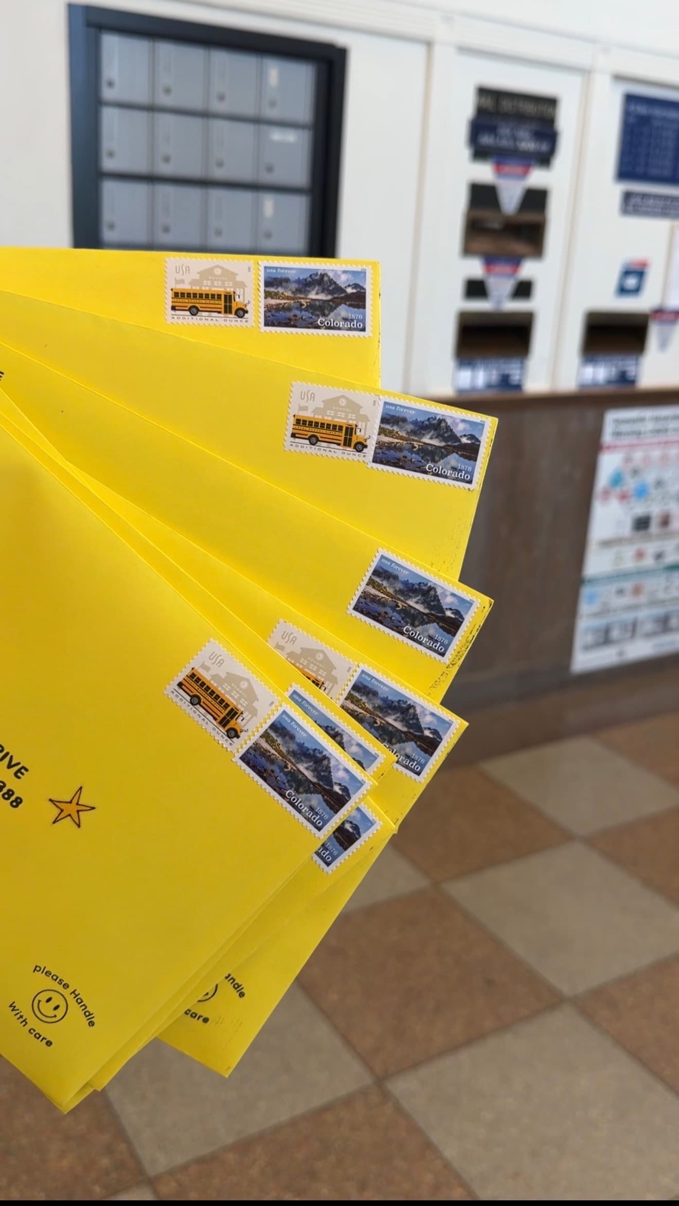 Stamped Letter House mail at the post office