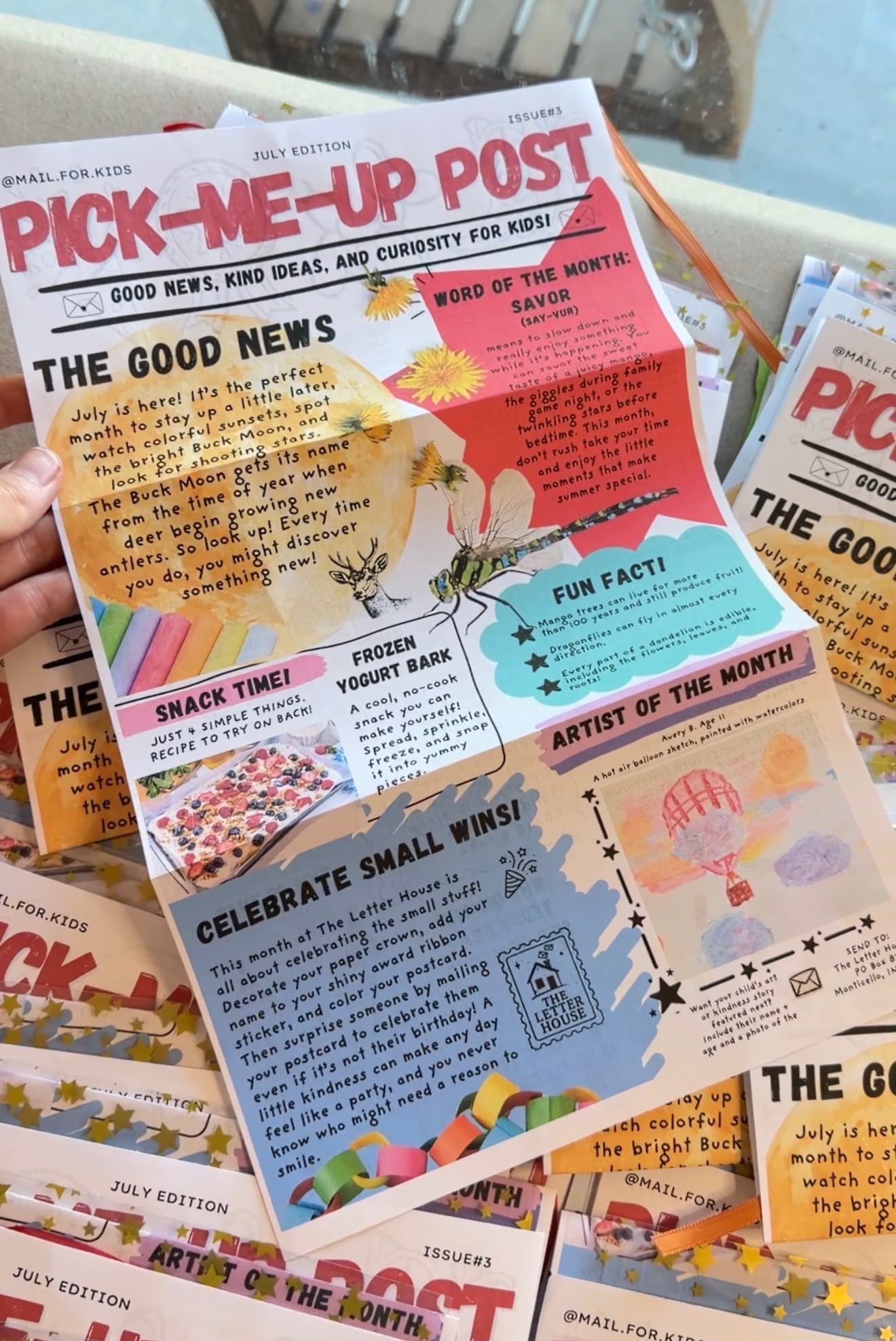 A colorful Pick Me Up Post issue filled with good news and activities